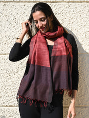 Exclusive Bhagalpur Tussar Silk Stole - Garnet Dusk