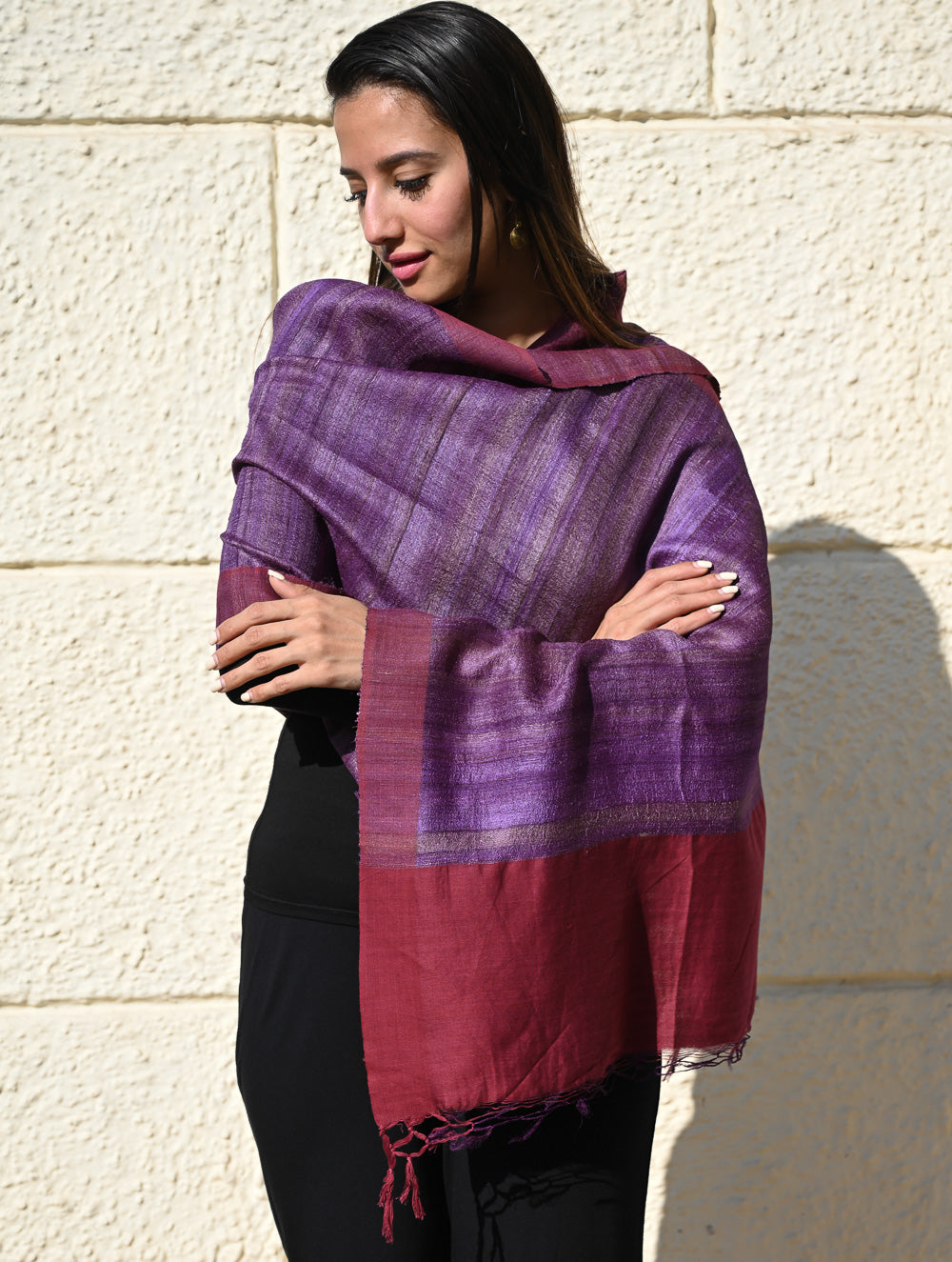 Load image into Gallery viewer, Exclusive Bhagalpur Tussar Silk Stole - Jamuniya