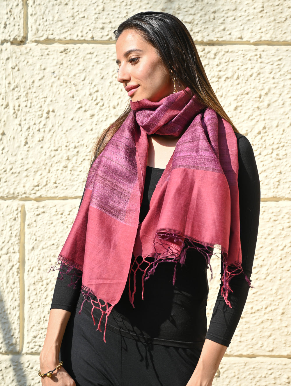 Load image into Gallery viewer, Exclusive Bhagalpur Tussar Silk Stole - Mauve Berries