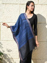 Load image into Gallery viewer, Exclusive Bhagalpur Tussar Silk Stole - Midnight Currents