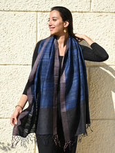 Load image into Gallery viewer, Exclusive Bhagalpur Tussar Silk Stole - Midnight Currents