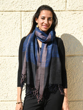 Load image into Gallery viewer, Exclusive Bhagalpur Tussar Silk Stole - Midnight Currents