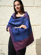 Load image into Gallery viewer, Exclusive Bhagalpur Tussar Silk Stole - Midnight Iris