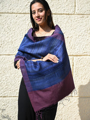 Exclusive Bhagalpur Tussar Silk Stole - Midnight Iris