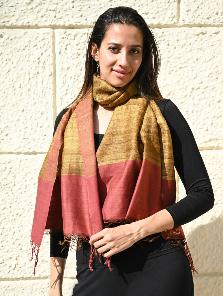 Exclusive Bhagalpur Tussar Silk Stole - Palash Drift 