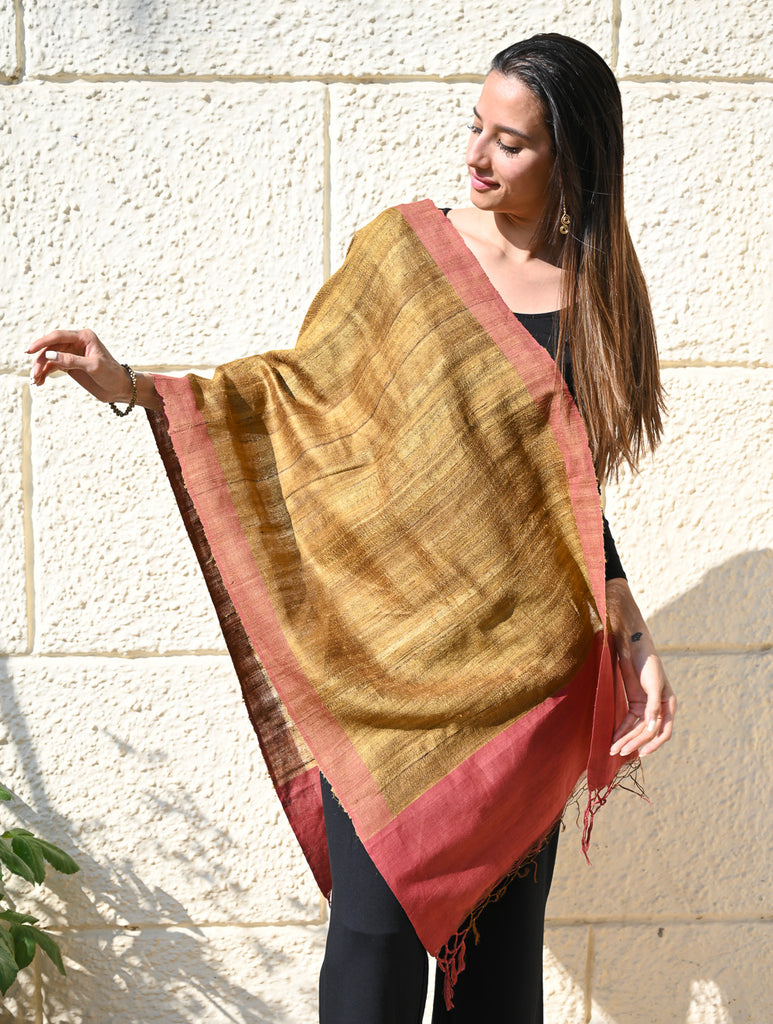 Exclusive Bhagalpur Tussar Silk Stole - Palash Drift 