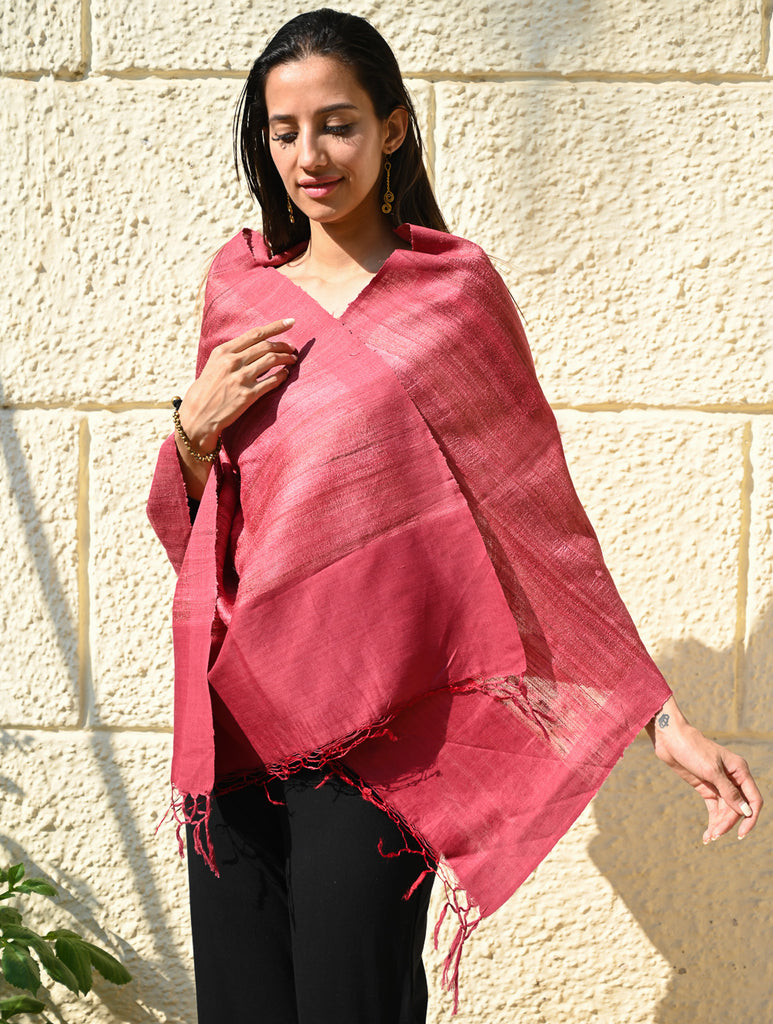 Exclusive Bhagalpur Tussar Silk Stole - Powdered Blush 