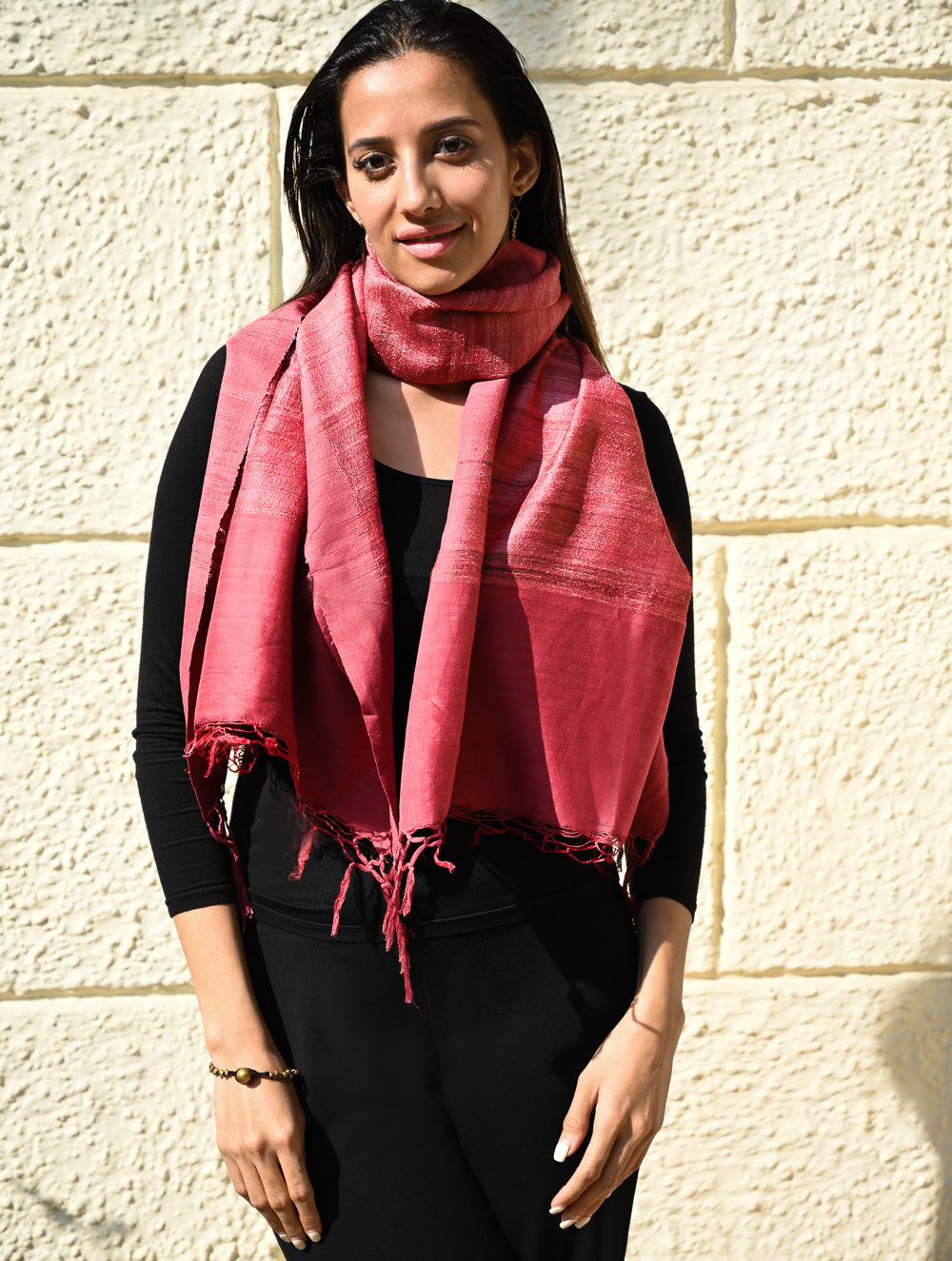 Load image into Gallery viewer, Exclusive Bhagalpur Tussar Silk Stole - Powdered Blush 