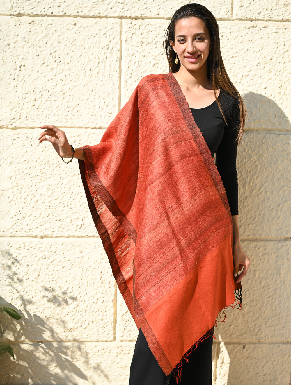 Load image into Gallery viewer, Exclusive Bhagalpur Tussar Silk Stole - Sundown Mist