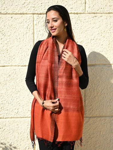 Exclusive Bhagalpur Tussar Silk Stole - Sundown Mist