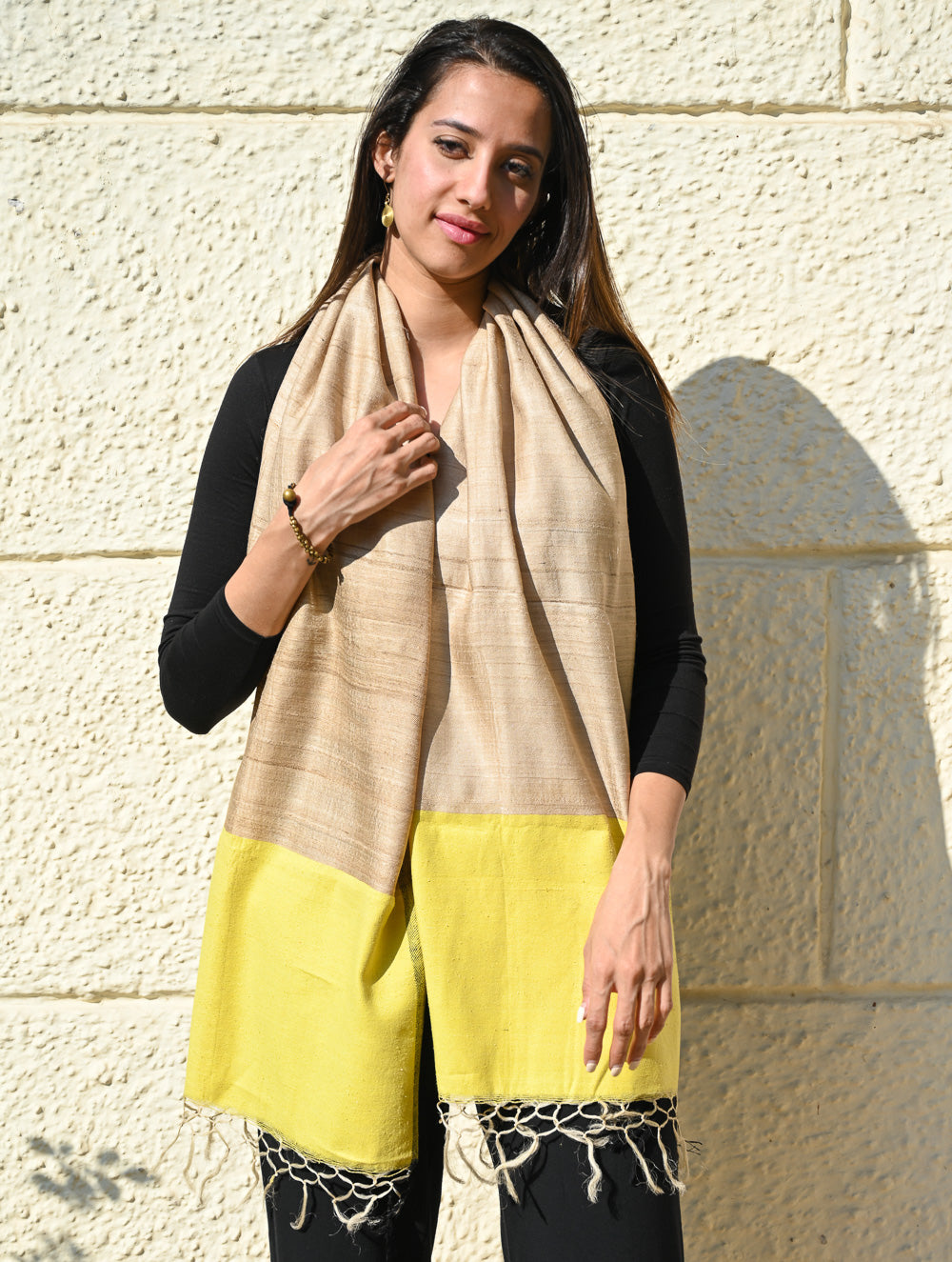 Load image into Gallery viewer, Exclusive Bhagalpur Tussar Silk Stole - Sunkissed Beige
