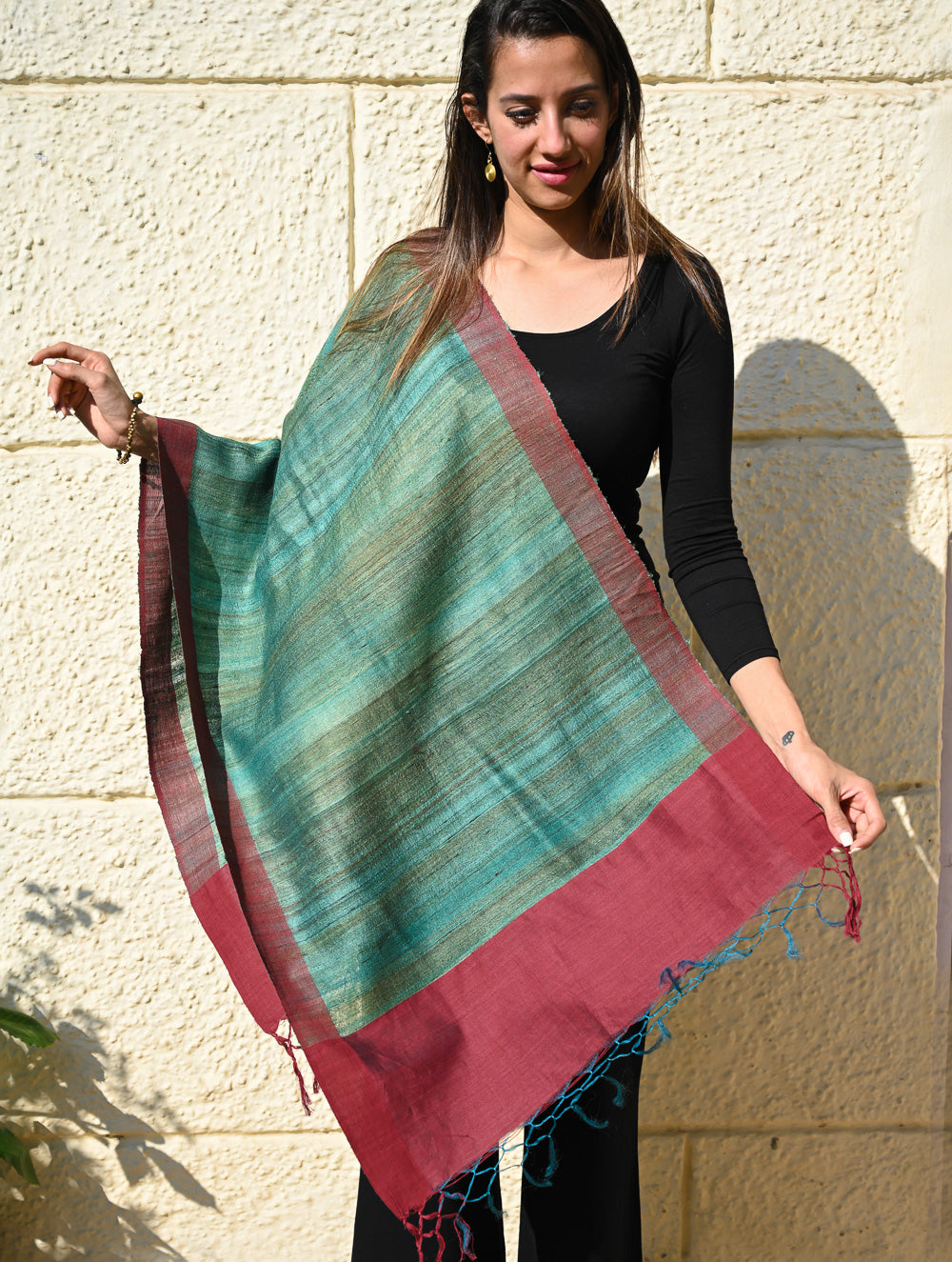 Load image into Gallery viewer, Exclusive Bhagalpur Tussar Silk Stole - Wild Forest