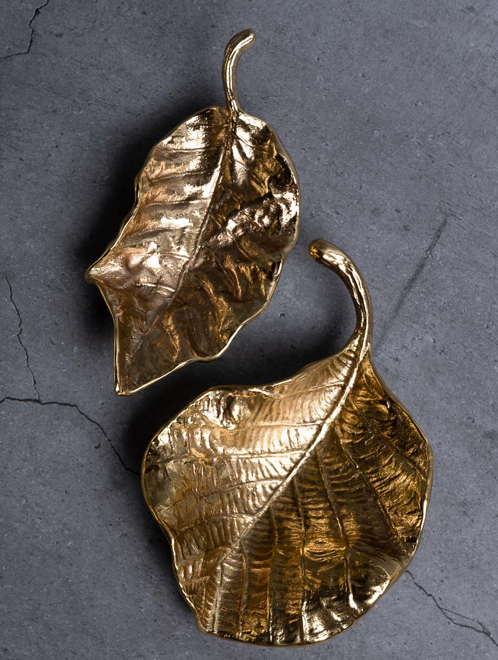 Load image into Gallery viewer, Exclusive Brass Bowl Curios / Paper Weights - Teak &amp; Kadamb Leaves (Set of 2)