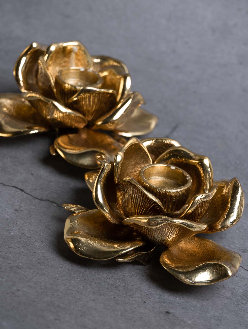 Exclusive Brass Candle Holders (Set of 2) - Roses