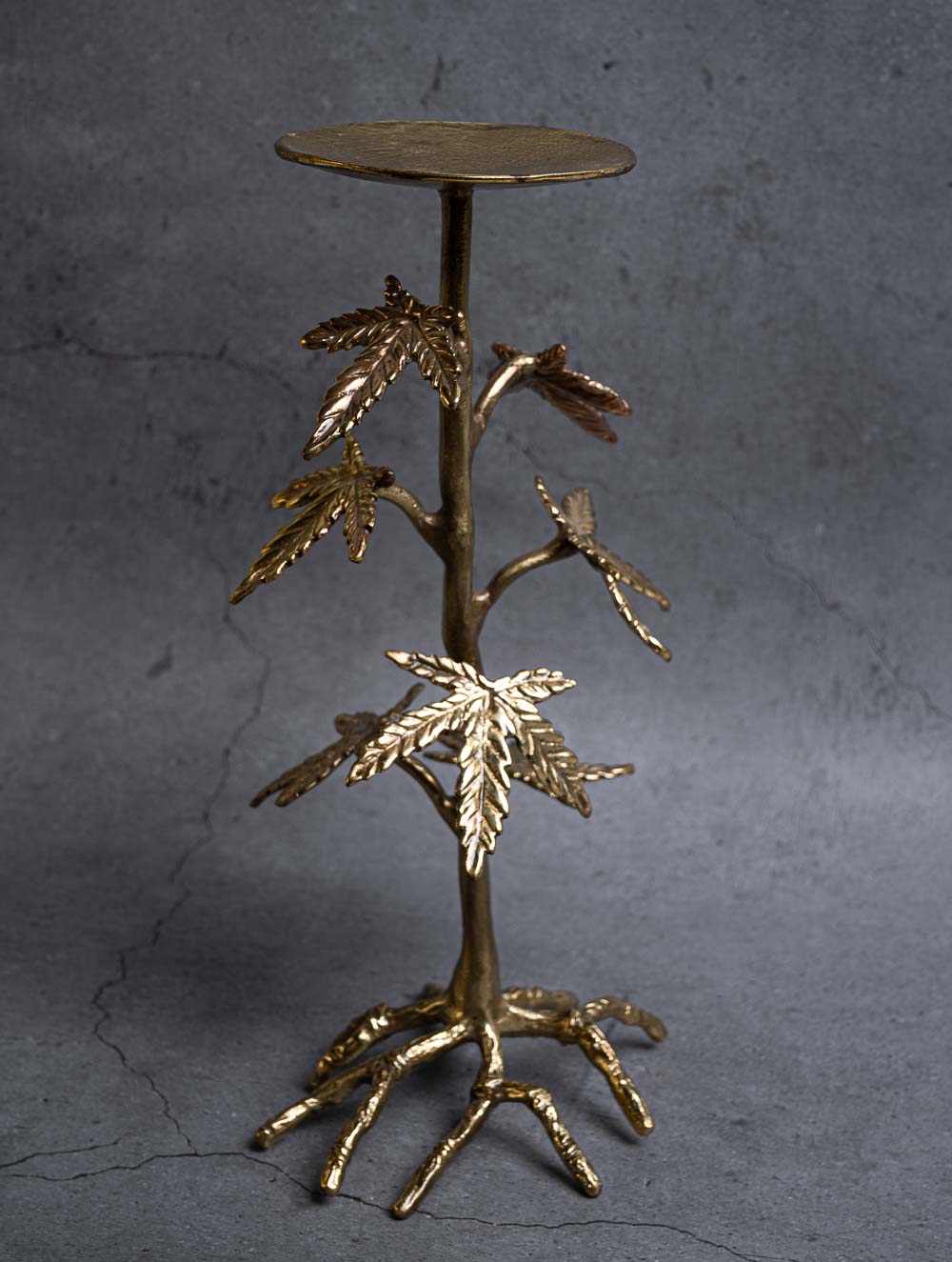 Exclusive Brass Candle Stand - Leaves