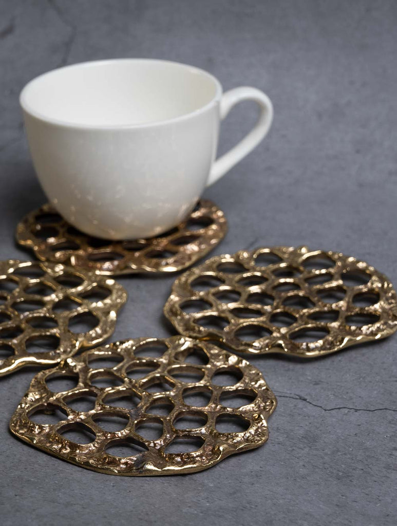 Exclusive Brass Coasters - Pods (Set of 4 )
