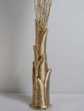 Exclusive Brass Curio - Banana Leaves Vase & Golden Grass (Large), Height - 40