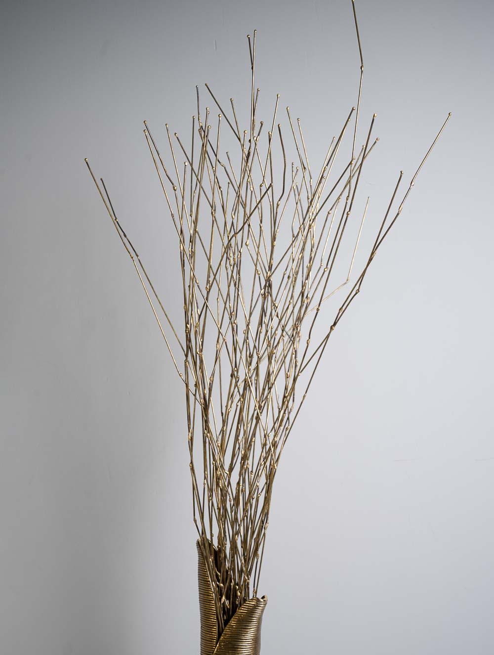 Exclusive Brass Curio - Banana Leaves Vase & Golden Grass (Large)