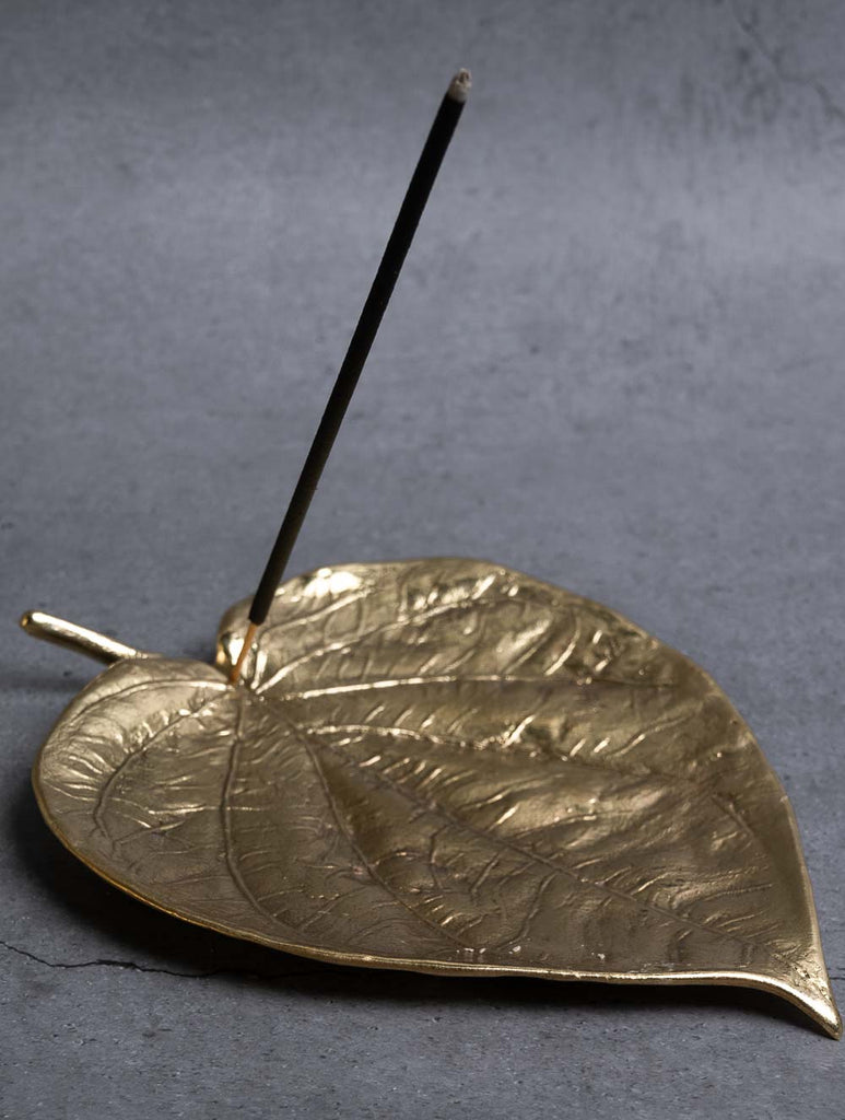 Exclusive Brass Curio / Incense Holder - Paan Leaf, Large