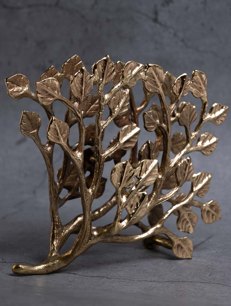 Exclusive Brass Napkin Holder - Leaves