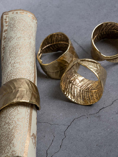 Exclusive Brass Napkin Rings - Mango Leaf (Set of 4)