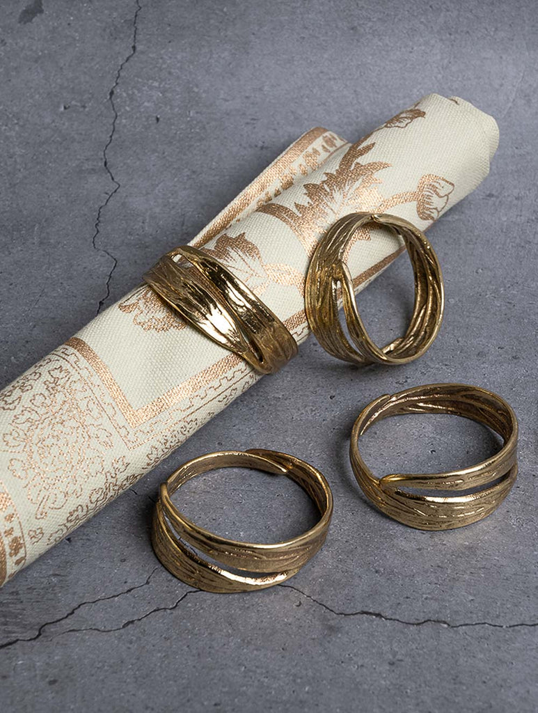 Exclusive Brass Napkin Rings - Twin Leaf (Set of 4)