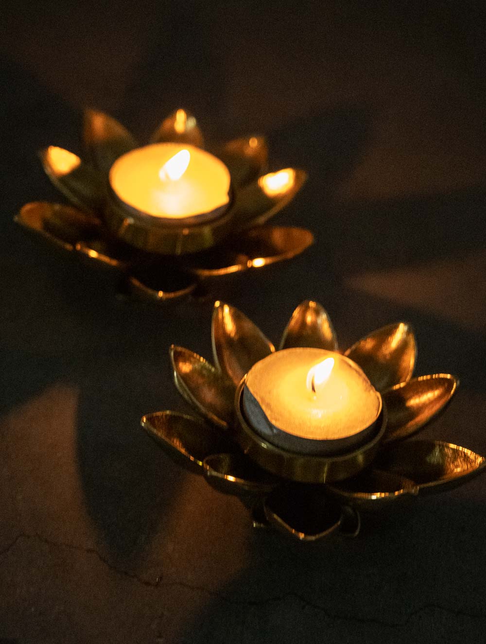 Load image into Gallery viewer, Exclusive Brass Tealight Holders (Set of 2) - Lotus