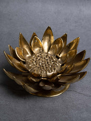 Exclusive Brass Tealight & Incense Holder - Waterlily 