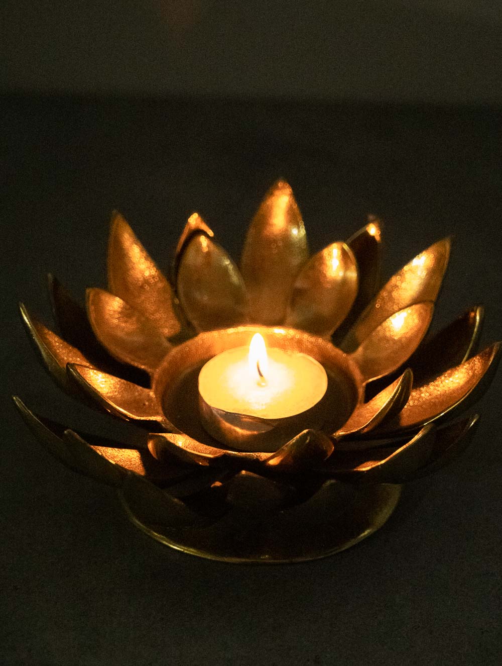 Exclusive Brass Tealight & Incense Holder - Waterlily 