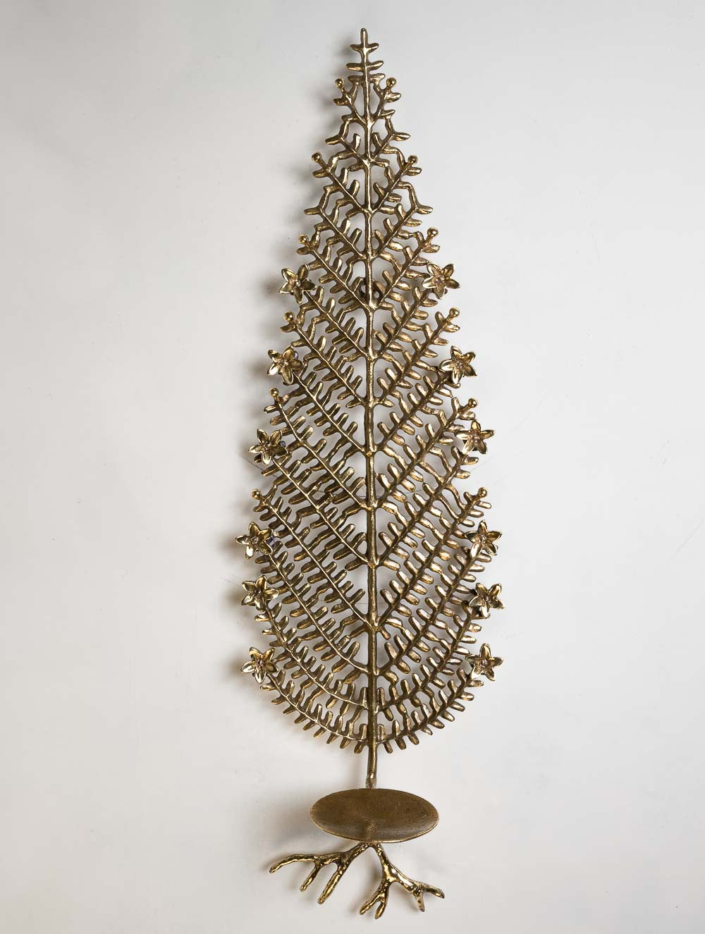 Exclusive Brass Wall Candle Holder - Leaf