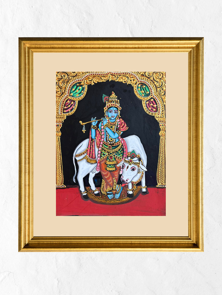 Exclusive Ganjifa Art Framed Painting - Krishna 