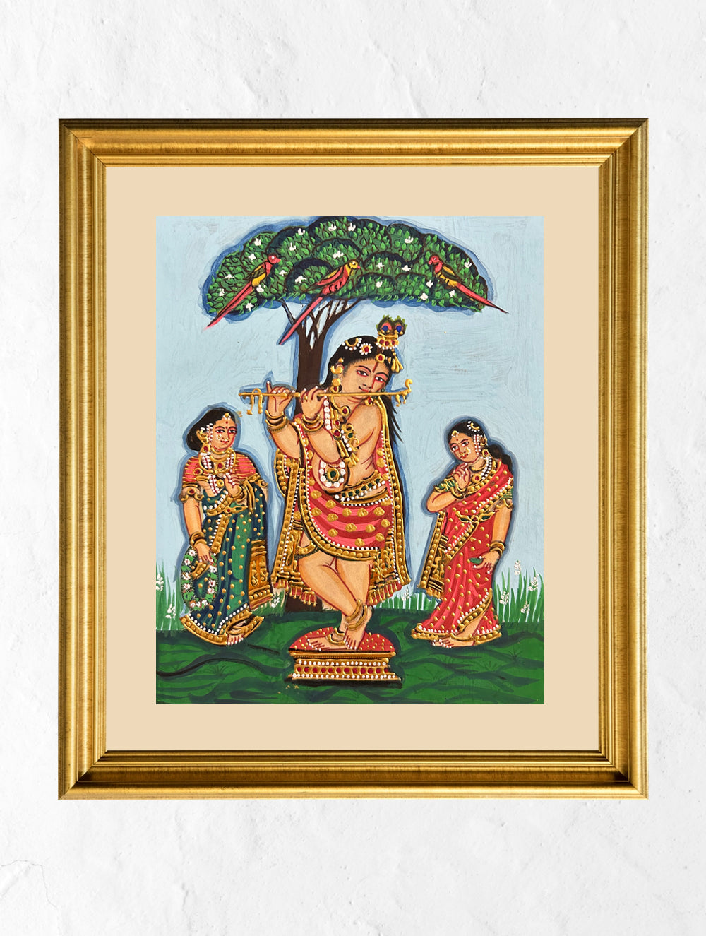 Load image into Gallery viewer, Exclusive Ganjifa Art Framed Painting - Krishna &amp; Flute