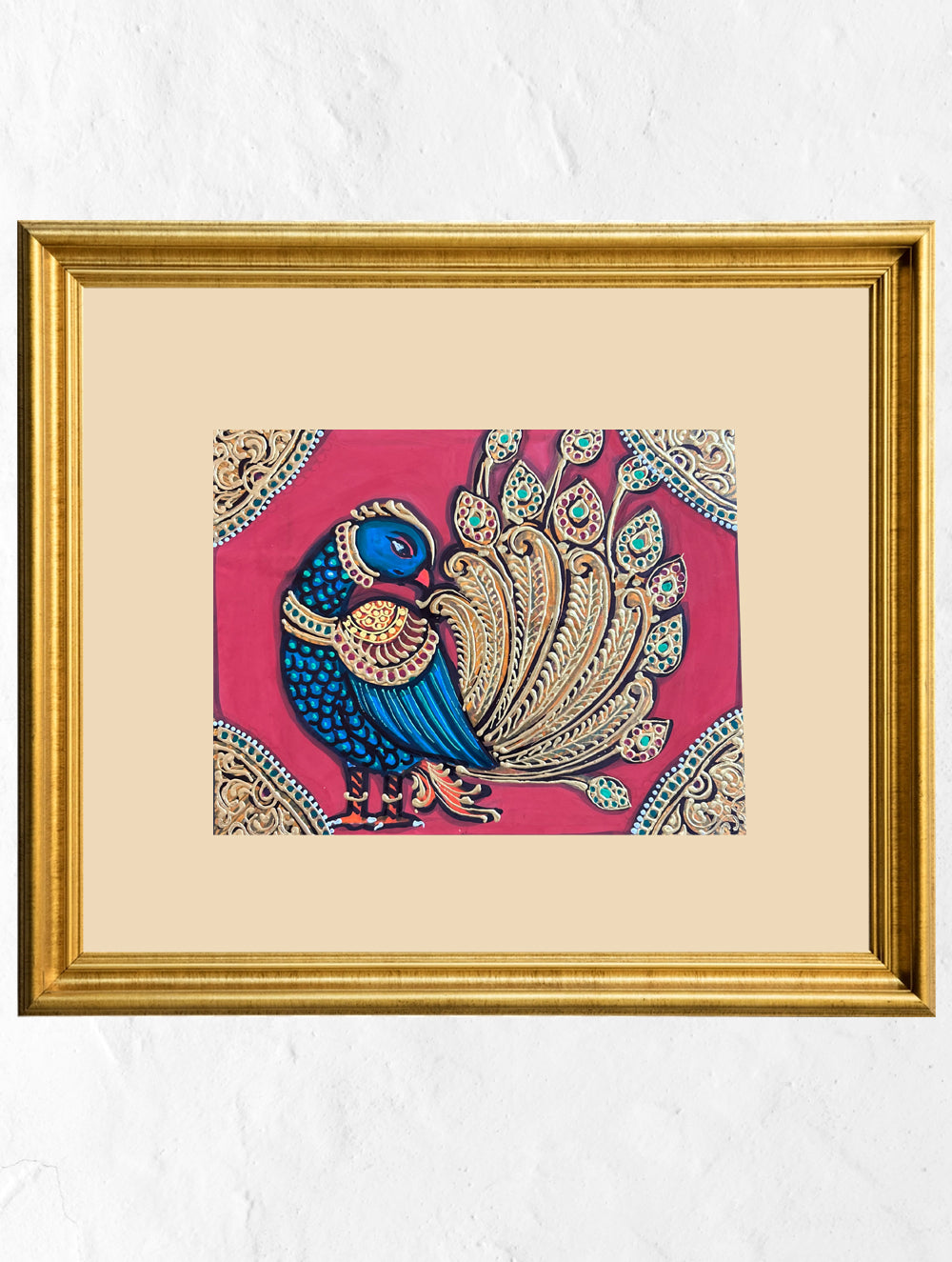 Exclusive Ganjifa Art Framed Painting - Ornate Peacock