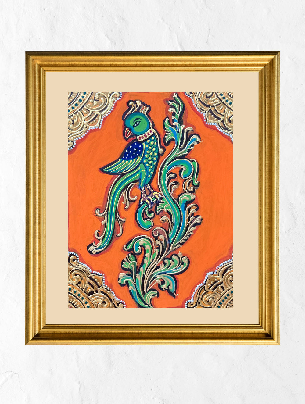 Load image into Gallery viewer, Exclusive Ganjifa Art Framed Painting - Parrot