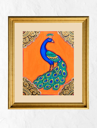 Exclusive Ganjifa Art Framed Painting - Peacock