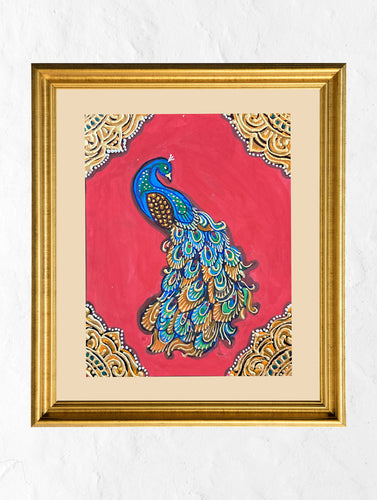 Exclusive Ganjifa Art Framed Painting - Peacock