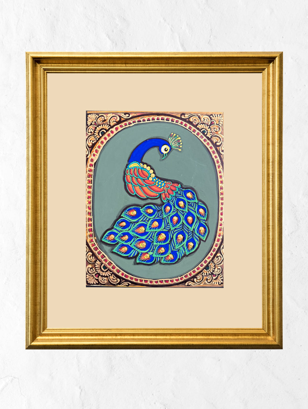 Load image into Gallery viewer, Exclusive Ganjifa Art Framed Painting - Peacock Beauty