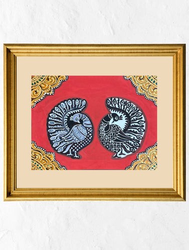 Exclusive Ganjifa Art Framed Painting - Peacocks