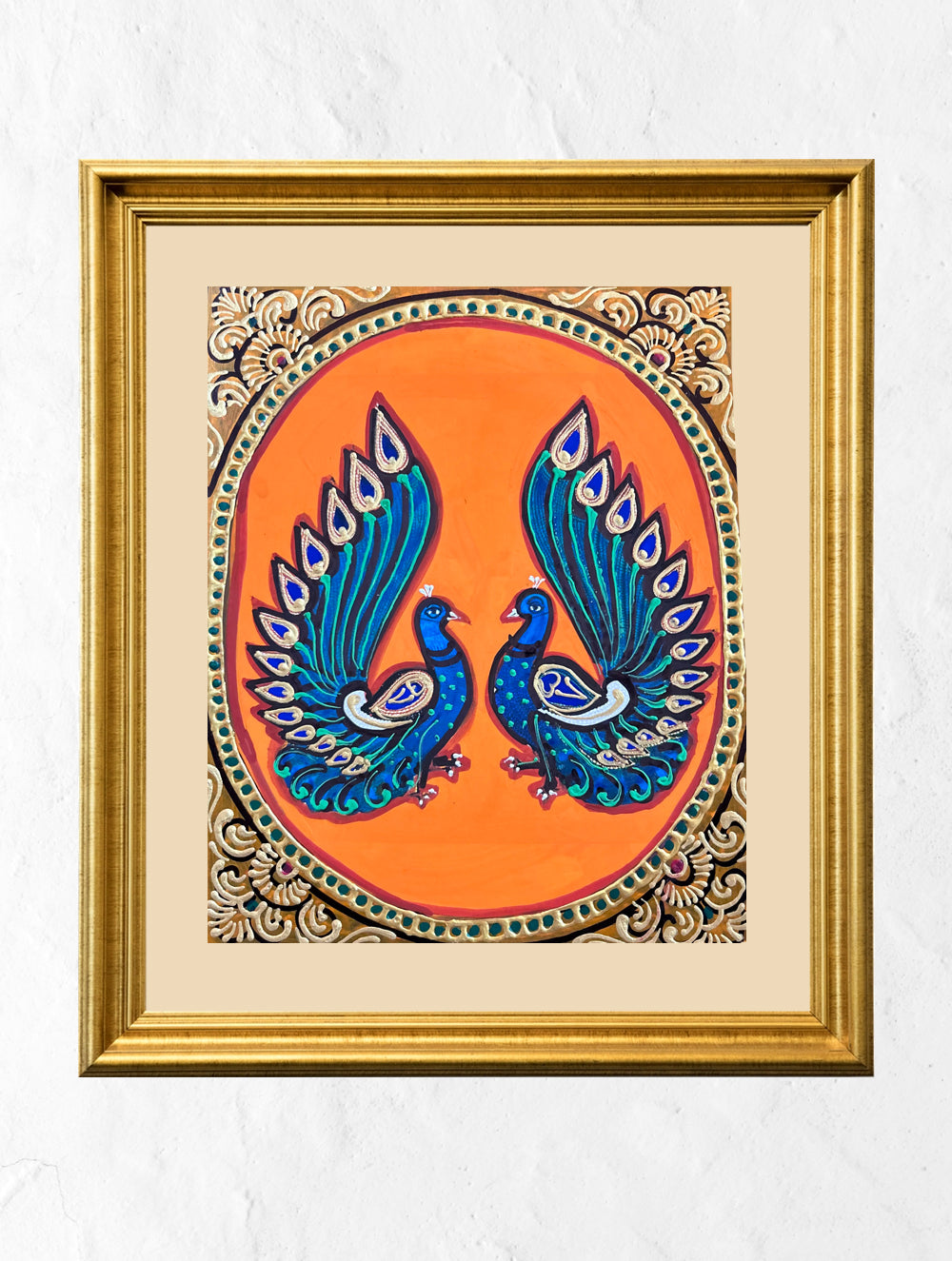 Exclusive Ganjifa Art Framed Painting - Peacocks