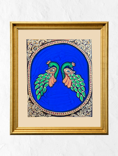 Exclusive Ganjifa Art Framed Painting - Peacocks