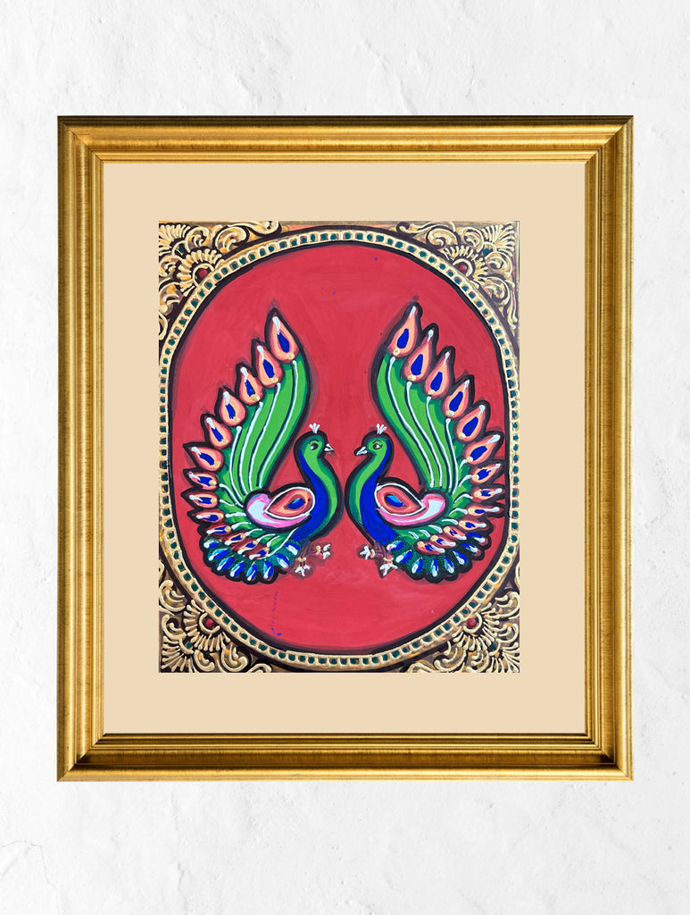 Exclusive Ganjifa Art Framed Painting - Peacocks