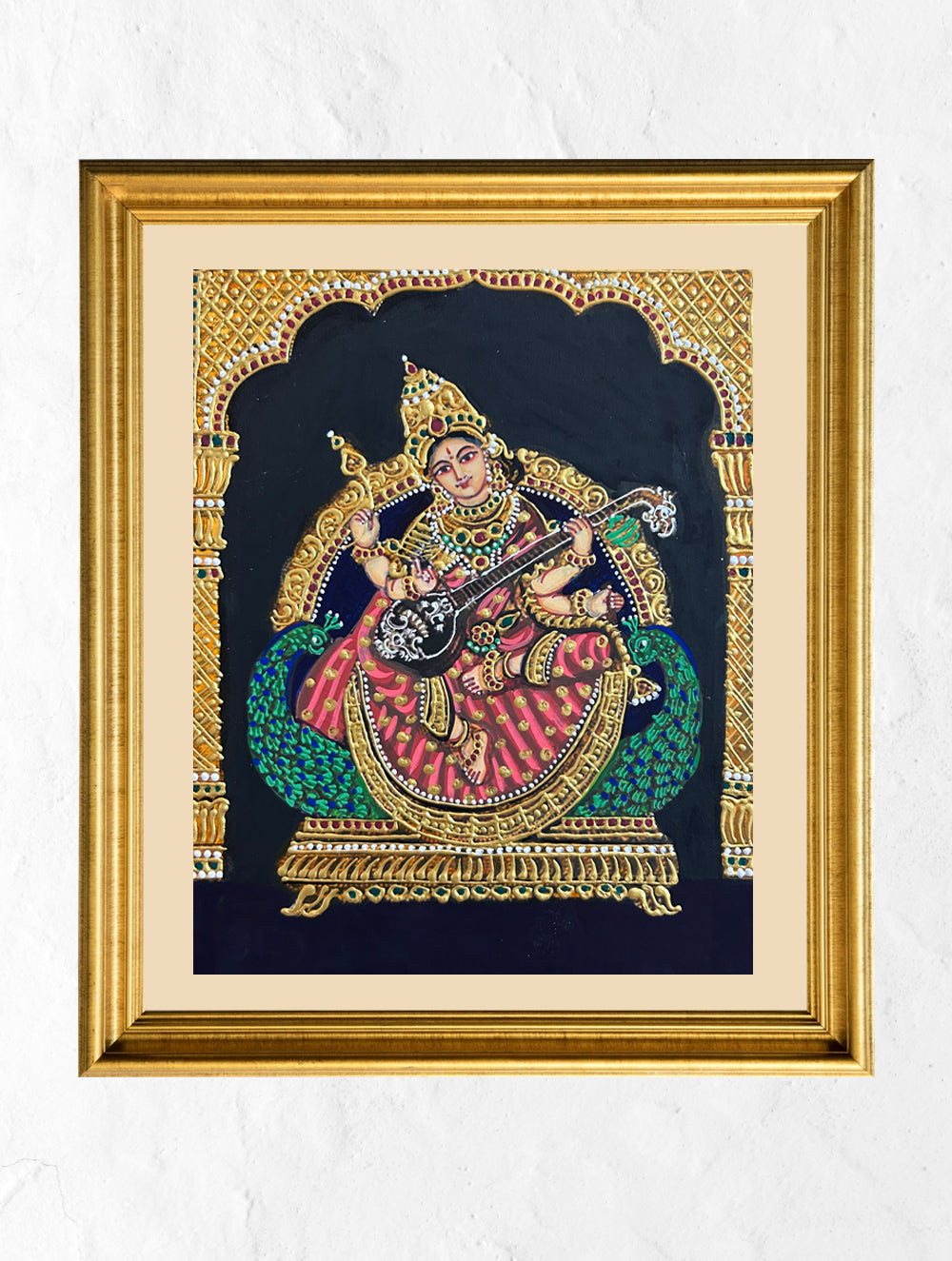 Load image into Gallery viewer, Exclusive Ganjifa Art Framed Painting - Saraswati