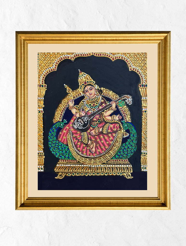 Exclusive Ganjifa Art Framed Painting - Saraswati