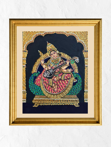 Exclusive Ganjifa Art Framed Painting - Saraswati