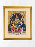 Exclusive Ganjifa Art Framed Painting - Saraswati & Veena