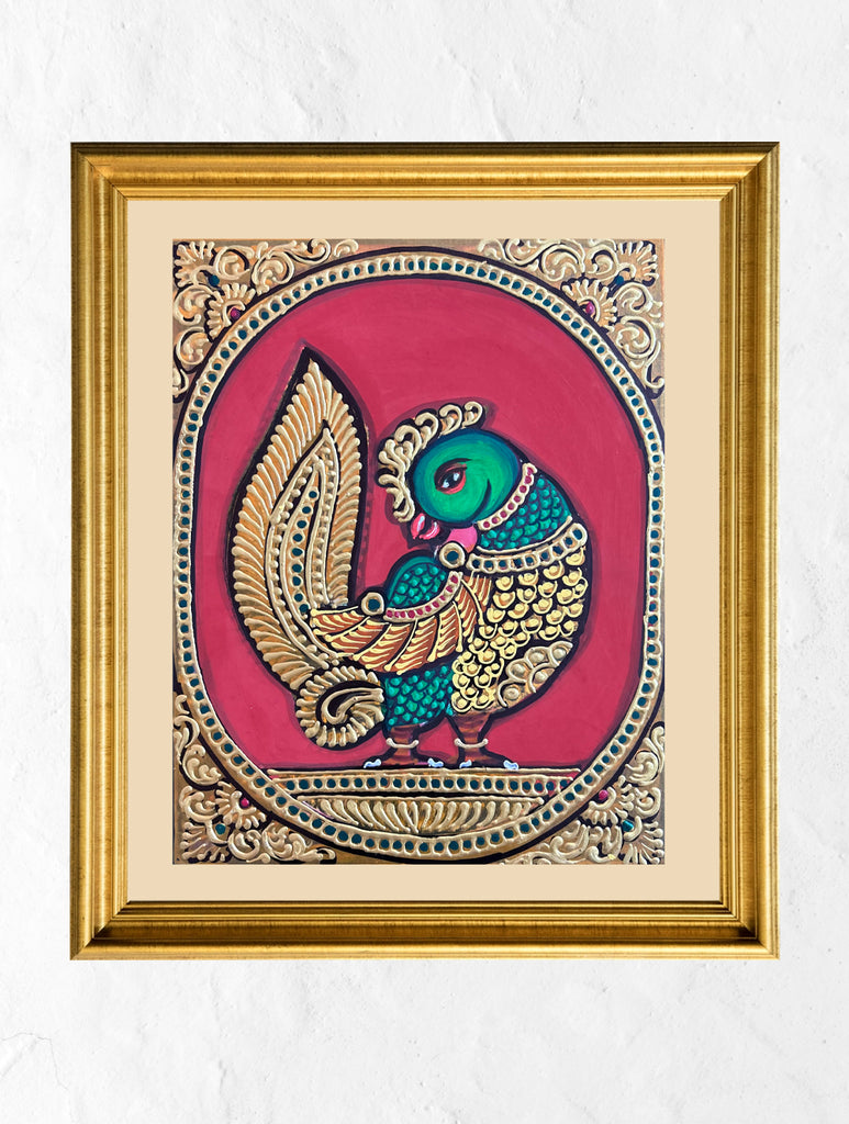 Exclusive Ganjifa Art Framed Painting - The Parrot