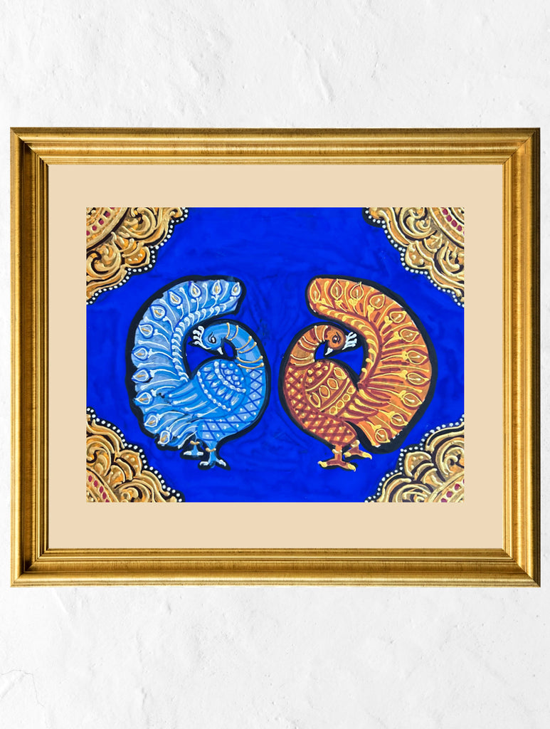 Exclusive Ganjifa Art Framed Painting - The Peacocks