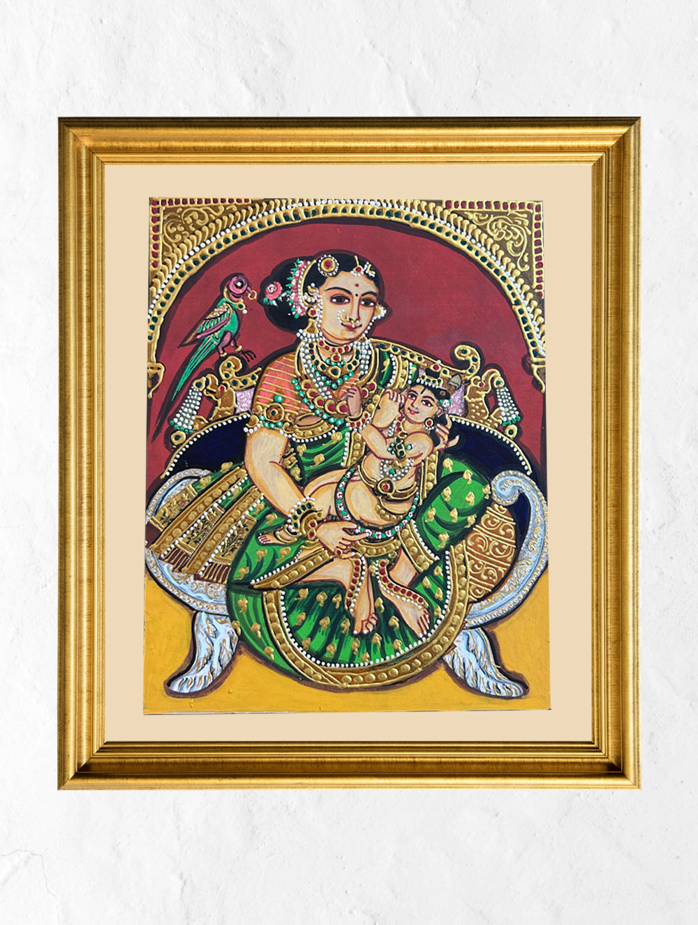 Load image into Gallery viewer, Exclusive Ganjifa Art Framed Painting - Yashoda &amp; Krishna