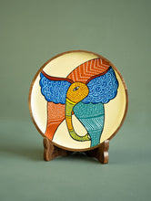 Load image into Gallery viewer, Exclusive Gond Art Wooden Wall Plate / Table Curio - Cream Elephant