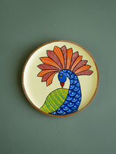 Load image into Gallery viewer, Exclusive Gond Art Wooden Wall Plate / Table Curio - Cream Peacock